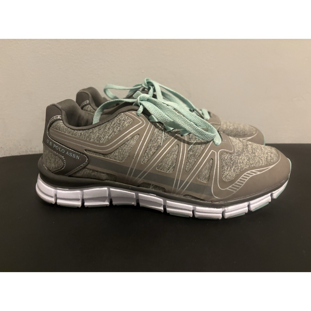 US Polo Assn Sneakers Women's Size 8.5 Athletic Shoes Gray‎ Mint Green